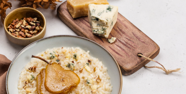 Risotto met peer, walnoot en gorgonzola